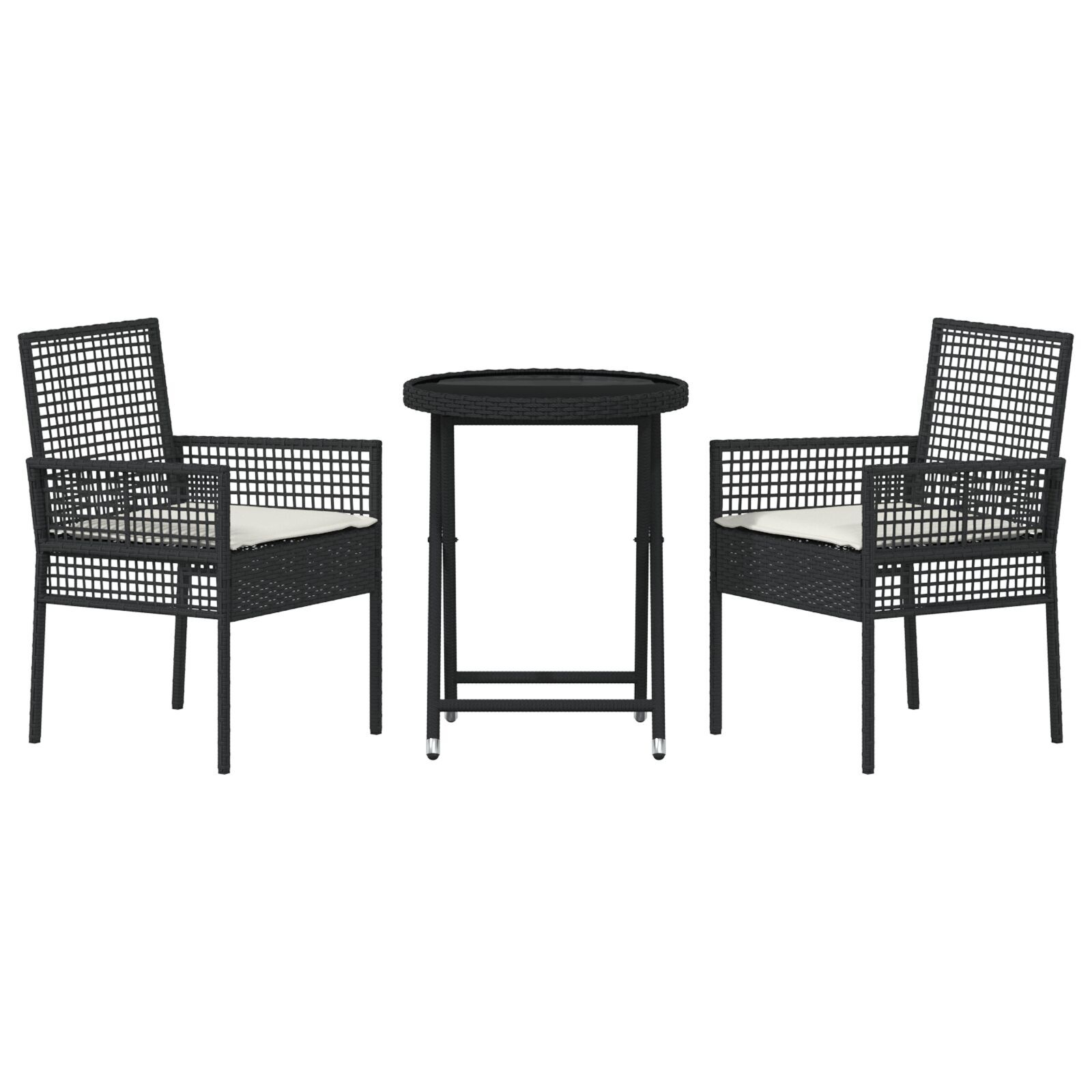 vidaXL Set Bistro de Grădină 3 pcs Negru Rattan poli vidaXL Set Bistro de Grădină 3 pcs Negru Rattan poli