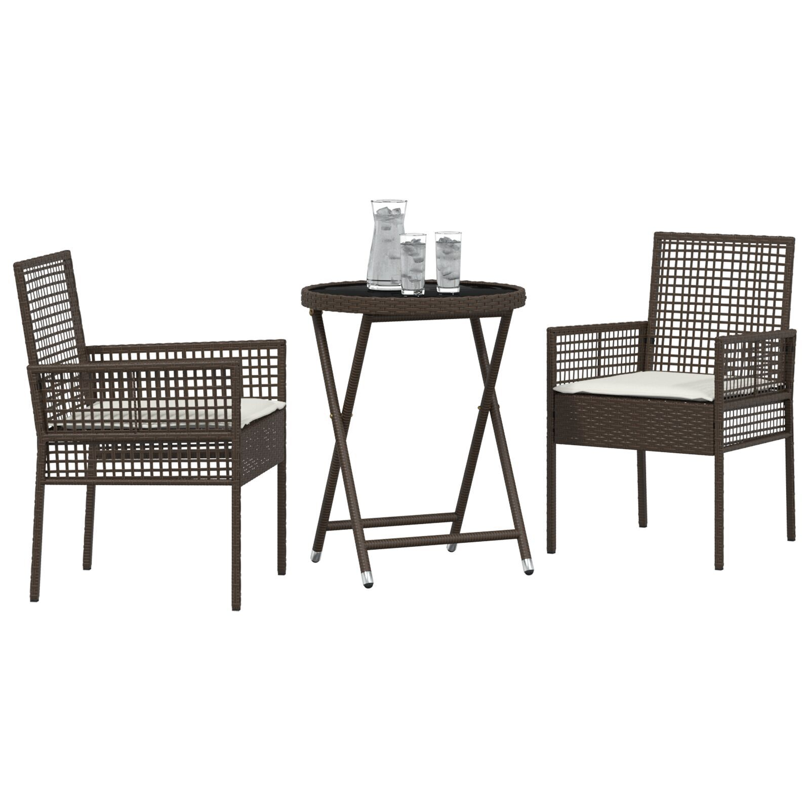 vidaXL Set Bistro de Grădină 3 pcs Maro Rattan poli vidaXL Set Bistro de Grădină 3 pcs Maro Rattan poli