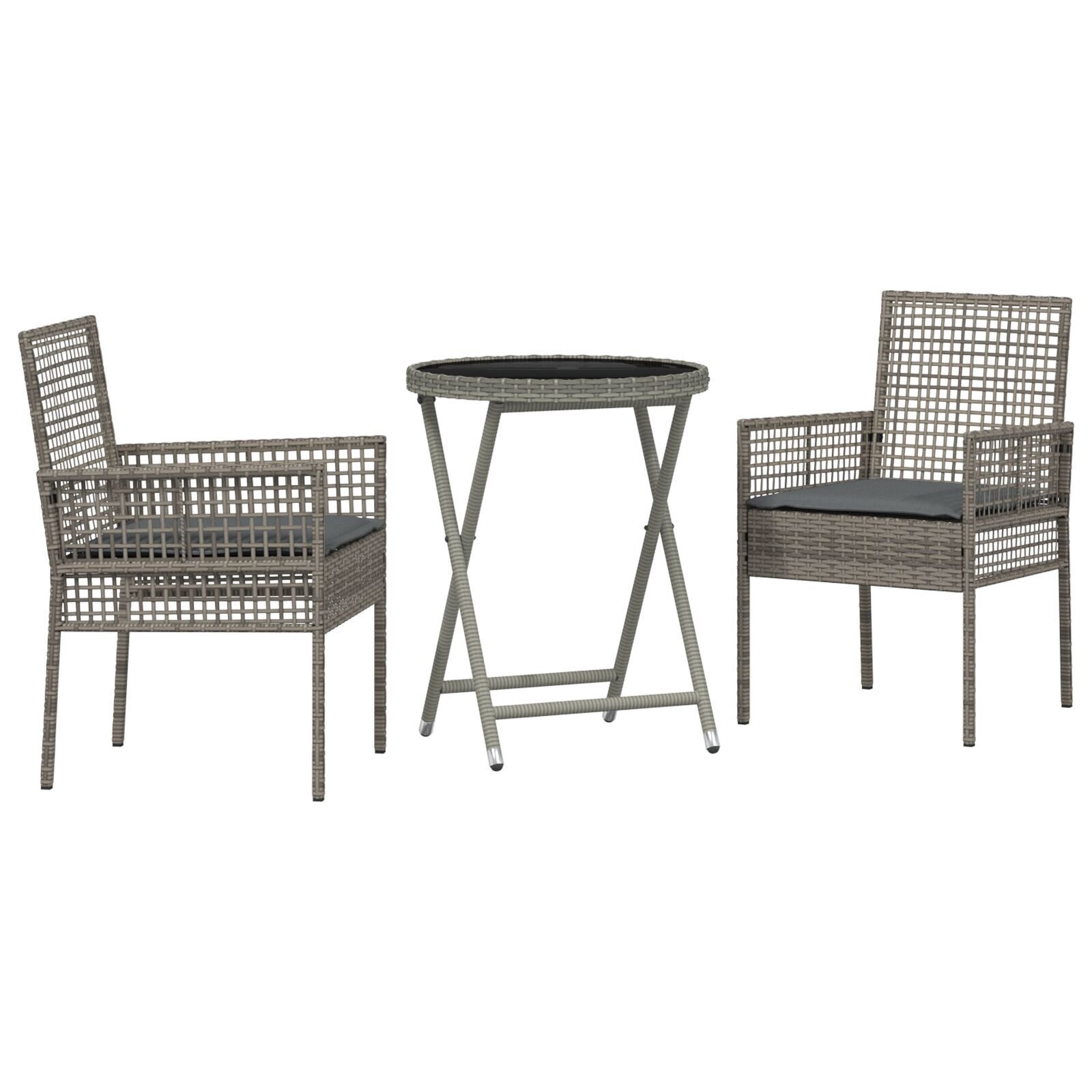 vidaXL Set Bistro de Grădină 3 pcs Gri Rattan poli vidaXL Set Bistro de Grădină 3 pcs Gri Rattan poli