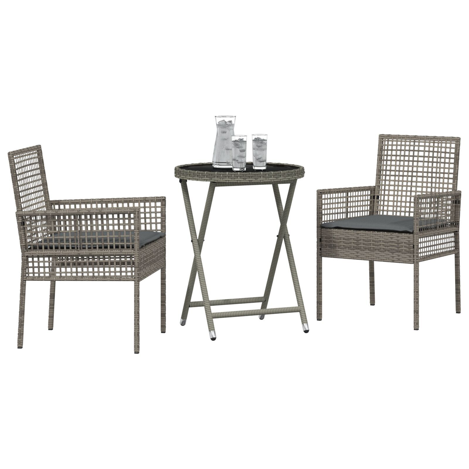 vidaXL Set Bistro de Grădină 3 pcs Gri Rattan poli vidaXL Set Bistro de Grădină 3 pcs Gri Rattan poli