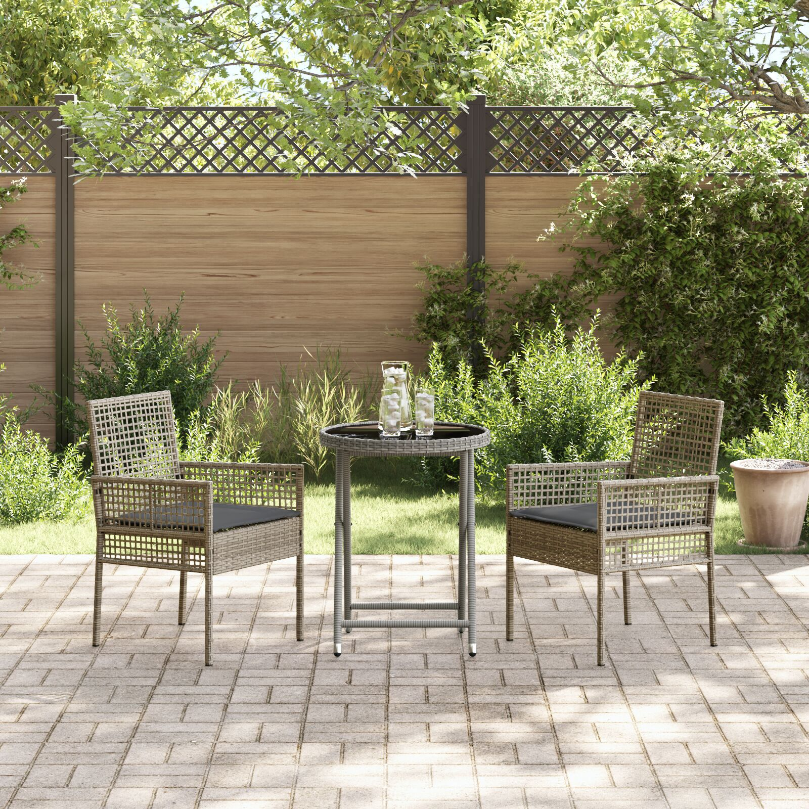 vidaXL Set Bistro de Grădină 3 pcs Gri Rattan poli vidaXL Set Bistro de Grădină 3 pcs Gri Rattan poli
