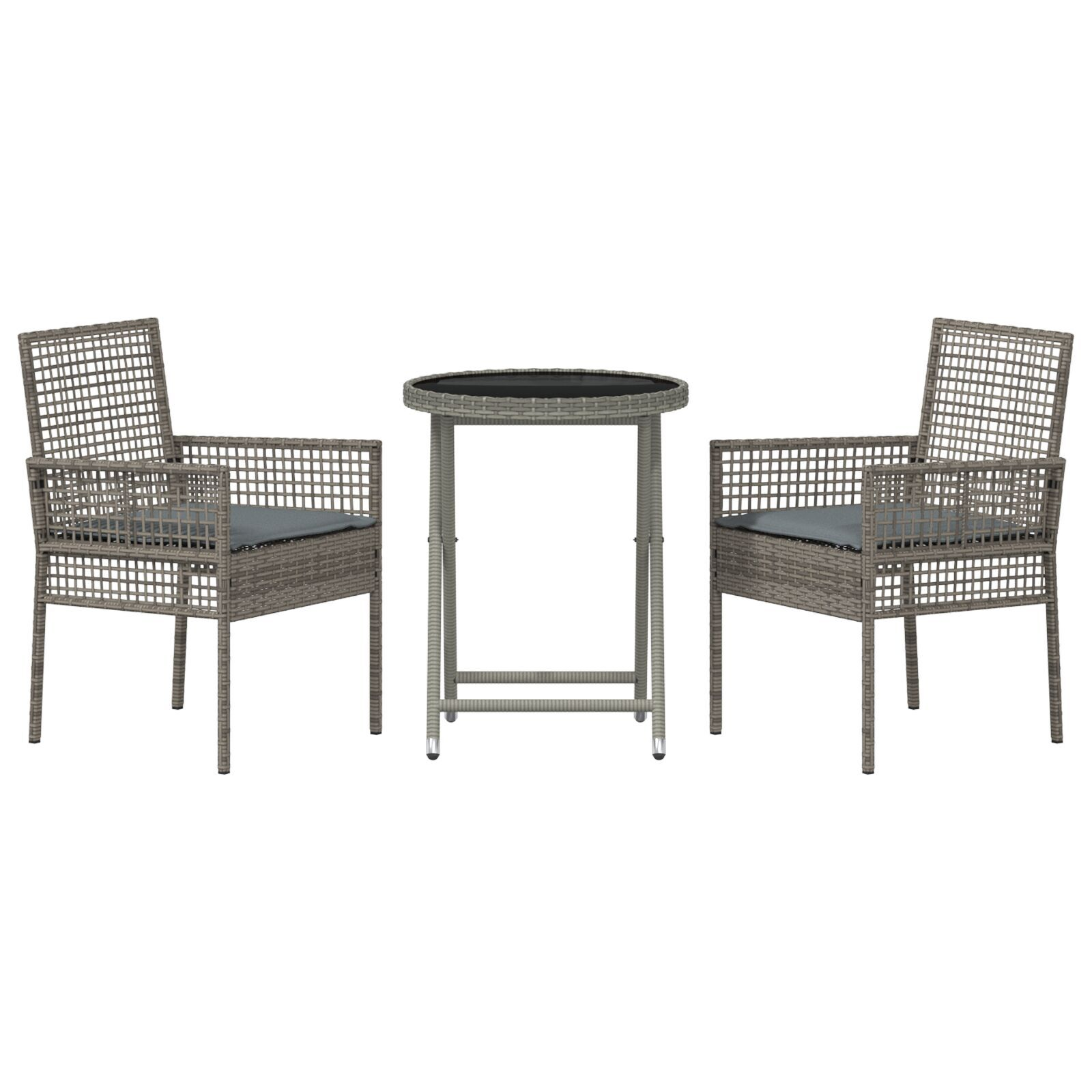 vidaXL Set Bistro de Grădină 3 pcs Gri Rattan poli vidaXL Set Bistro de Grădină 3 pcs Gri Rattan poli