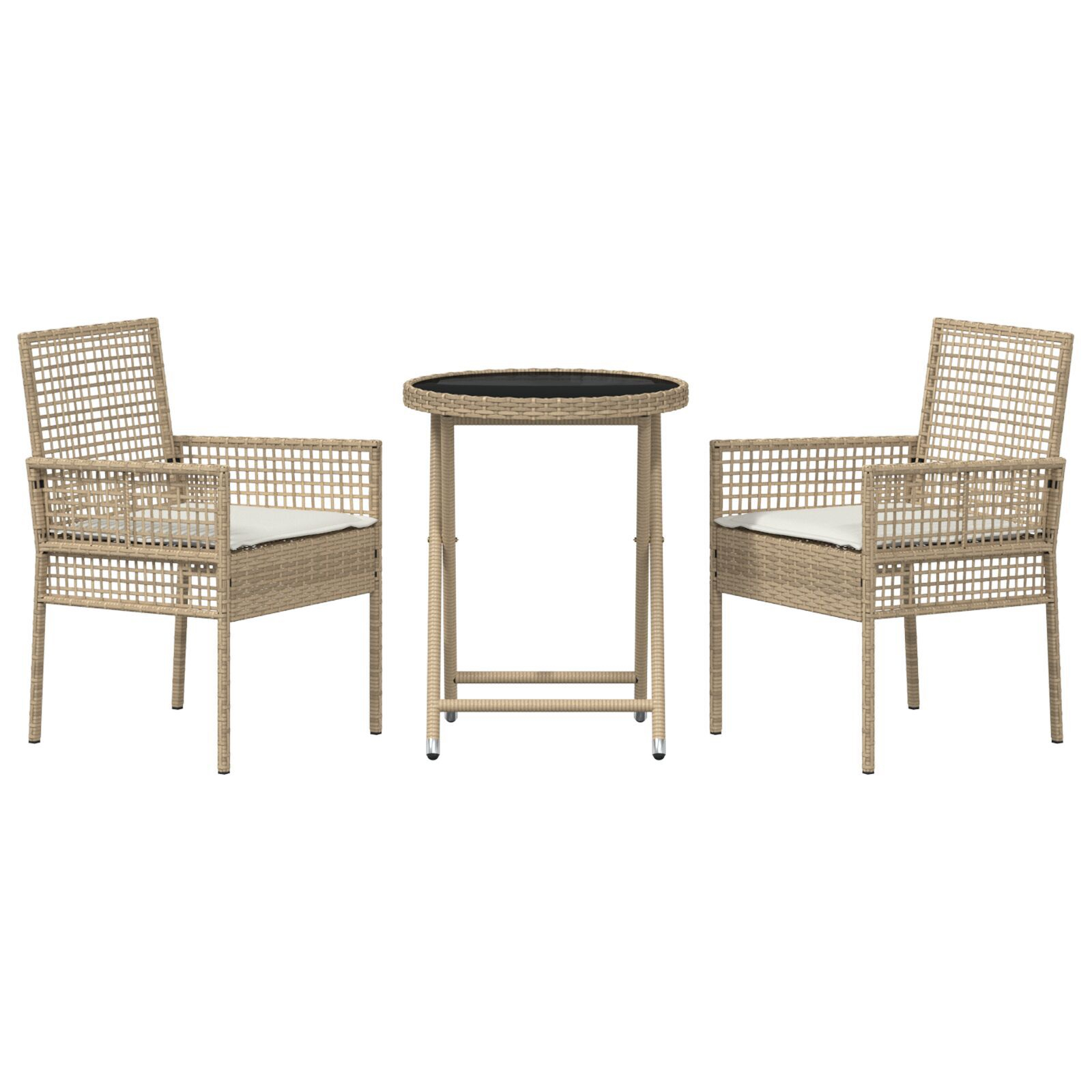 vidaXL Set Bistro de Grădină 3 pcs Bej Rattan poli vidaXL Set Bistro de Grădină 3 pcs Bej Rattan poli