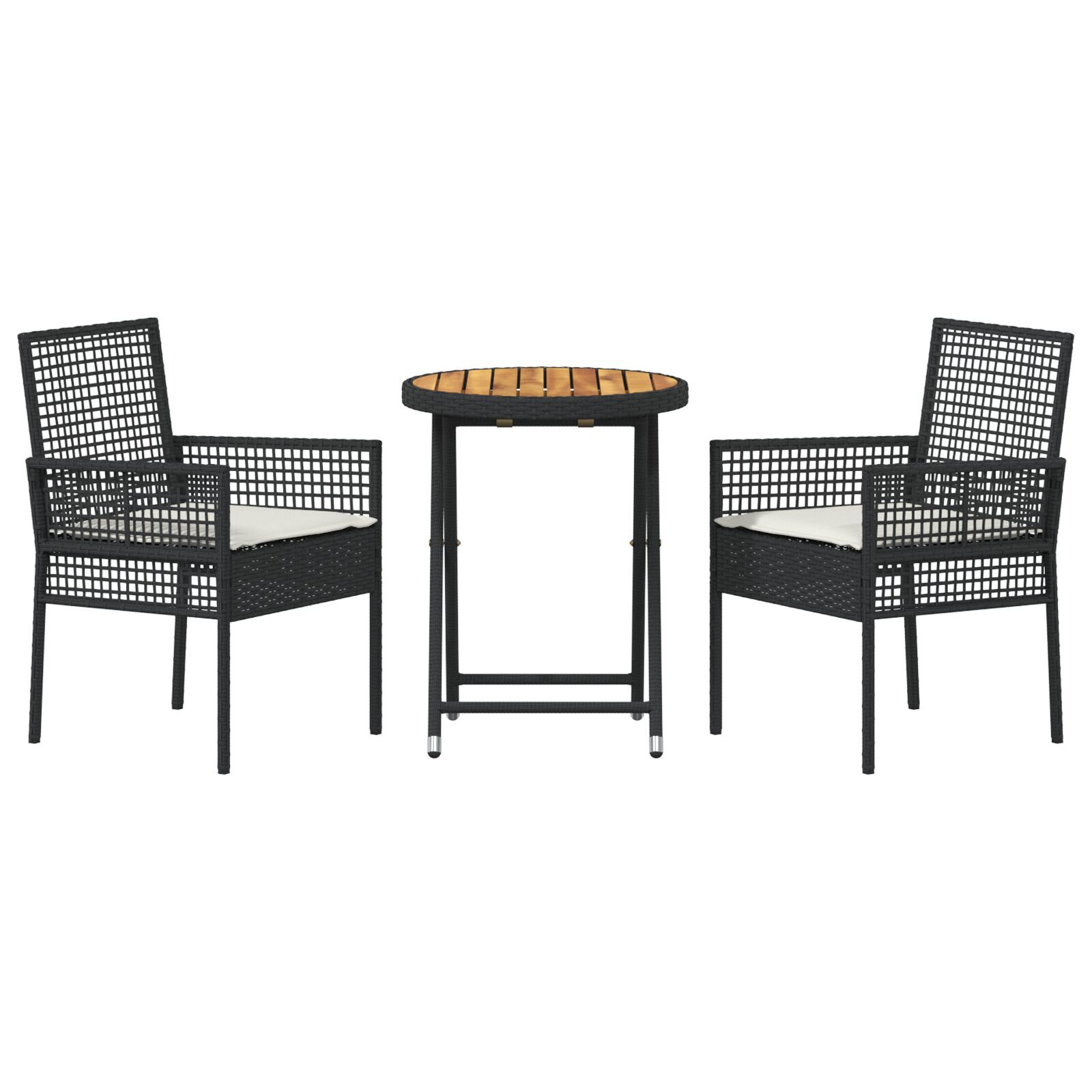 Set Bistro de Grădină 3 Piese cu Perne Negru Poliratan Set Bistro de Grădină 3 Piese cu Perne Negru Poliratan