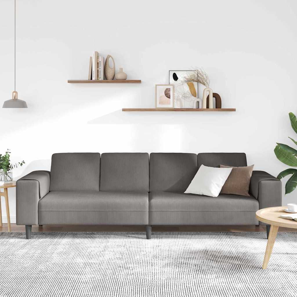 vidaXL Sofa din material textil Gri deschis 208 cm Țesătură de catifea