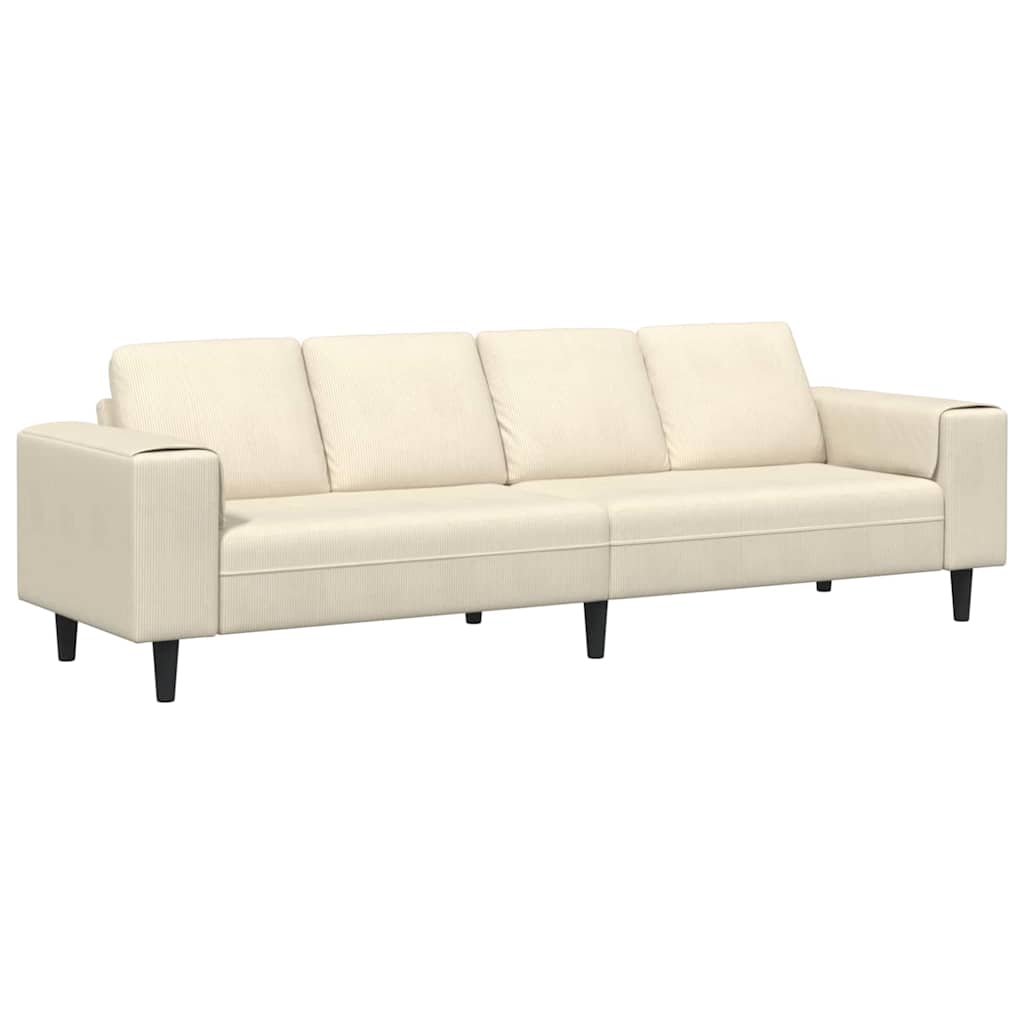 vidaXL Sofa din material textil Crem 208 cm Țesătură de catifea