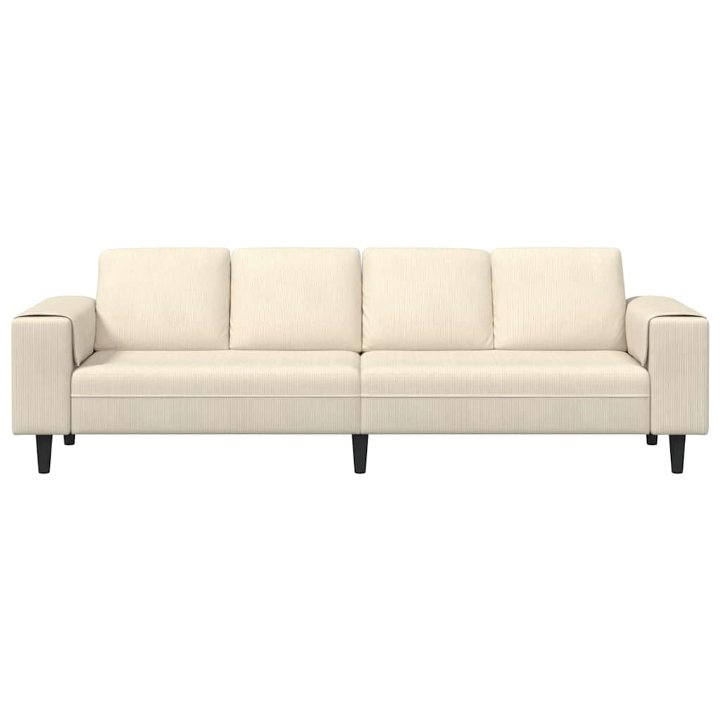 vidaXL Sofa din material textil Crem 208 cm Țesătură de catifea