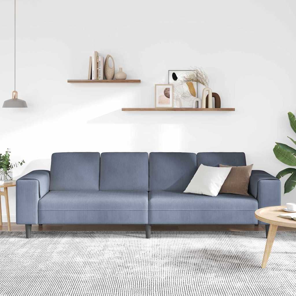 vidaXL Sofa din material textil albastru 208 cm Țesătură de catifea