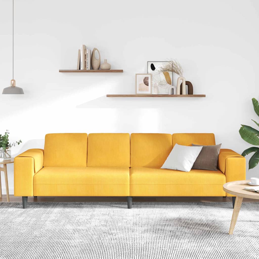 vidaXL Sofa din material textil Galben Deschis Țesătură de catifea
