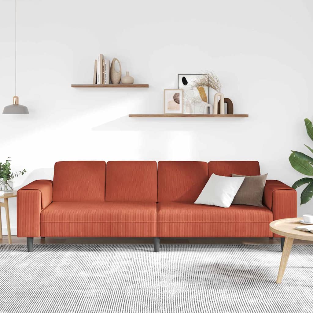 vidaXL Sofa din material textil Roșu portocalie Țesătură de catifea