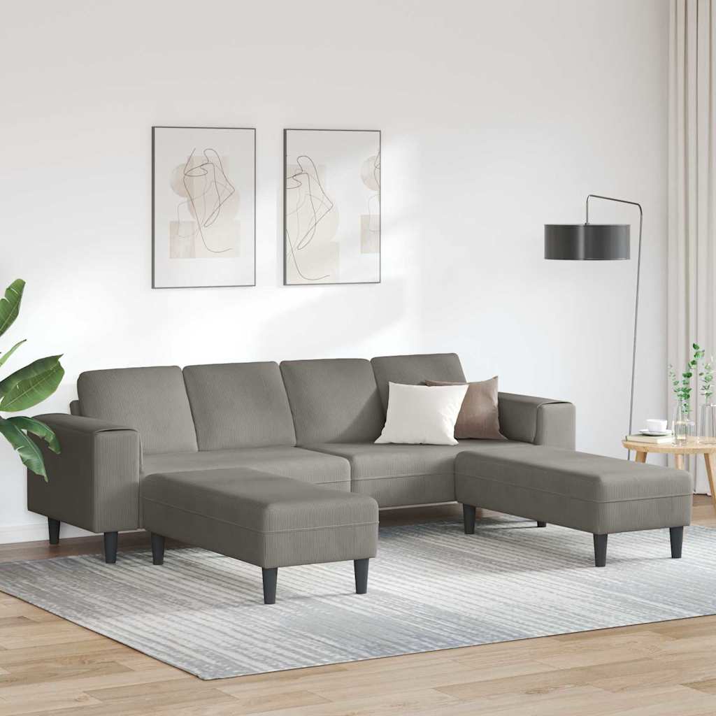 vidaXL Sofa din material textil Gri deschis Țesătură de catifea