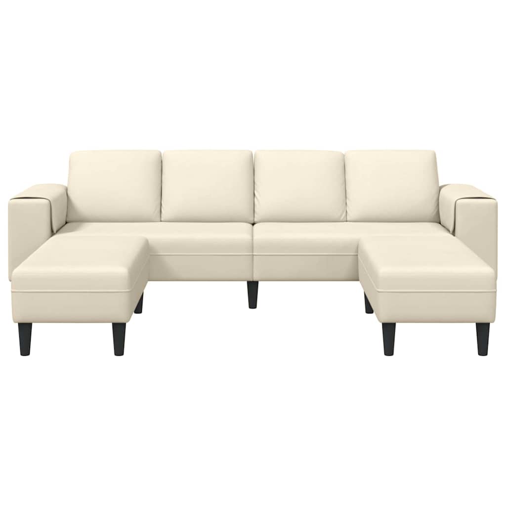 vidaXL Sofa din material textil Crem 208 cm Țesătură de catifea