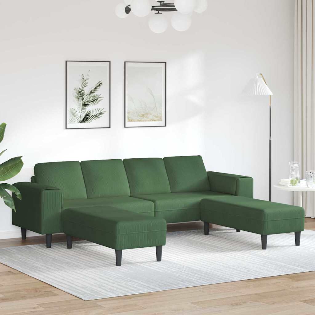 vidaXL Sofa din material textil Verde închis Țesătură de catifea