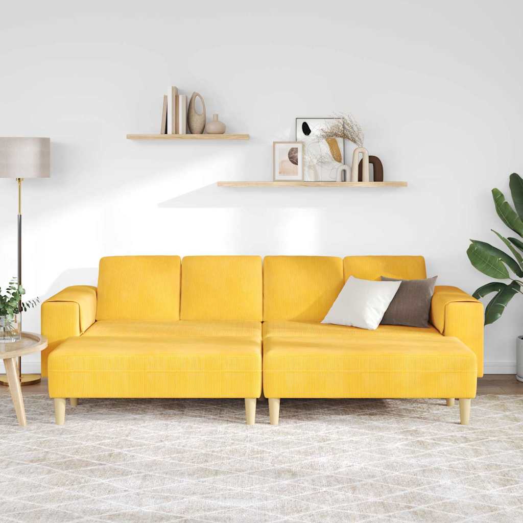 vidaXL Sofa din material textil Galben Deschis Țesătură de catifea