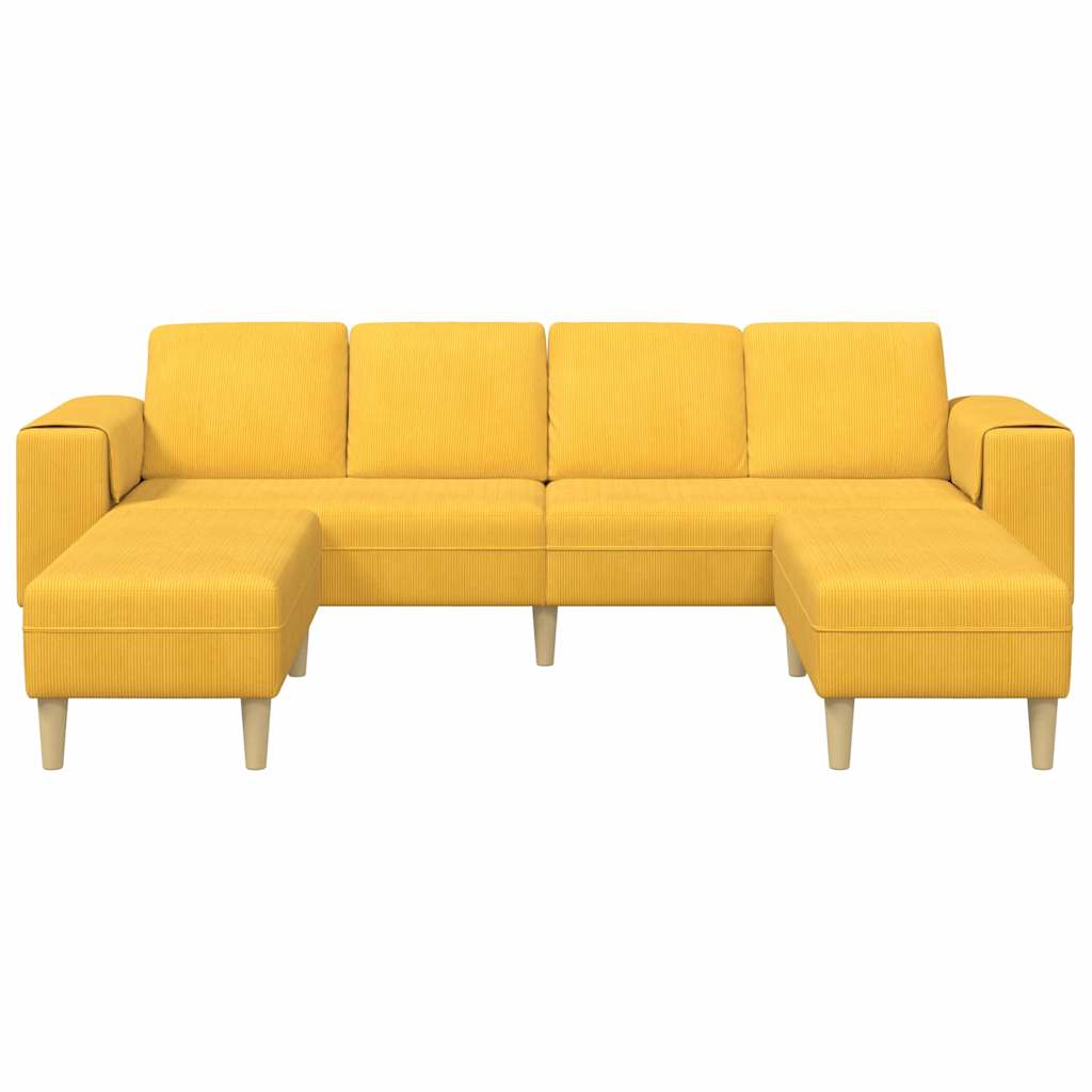 vidaXL Sofa din material textil Galben Deschis Țesătură de catifea