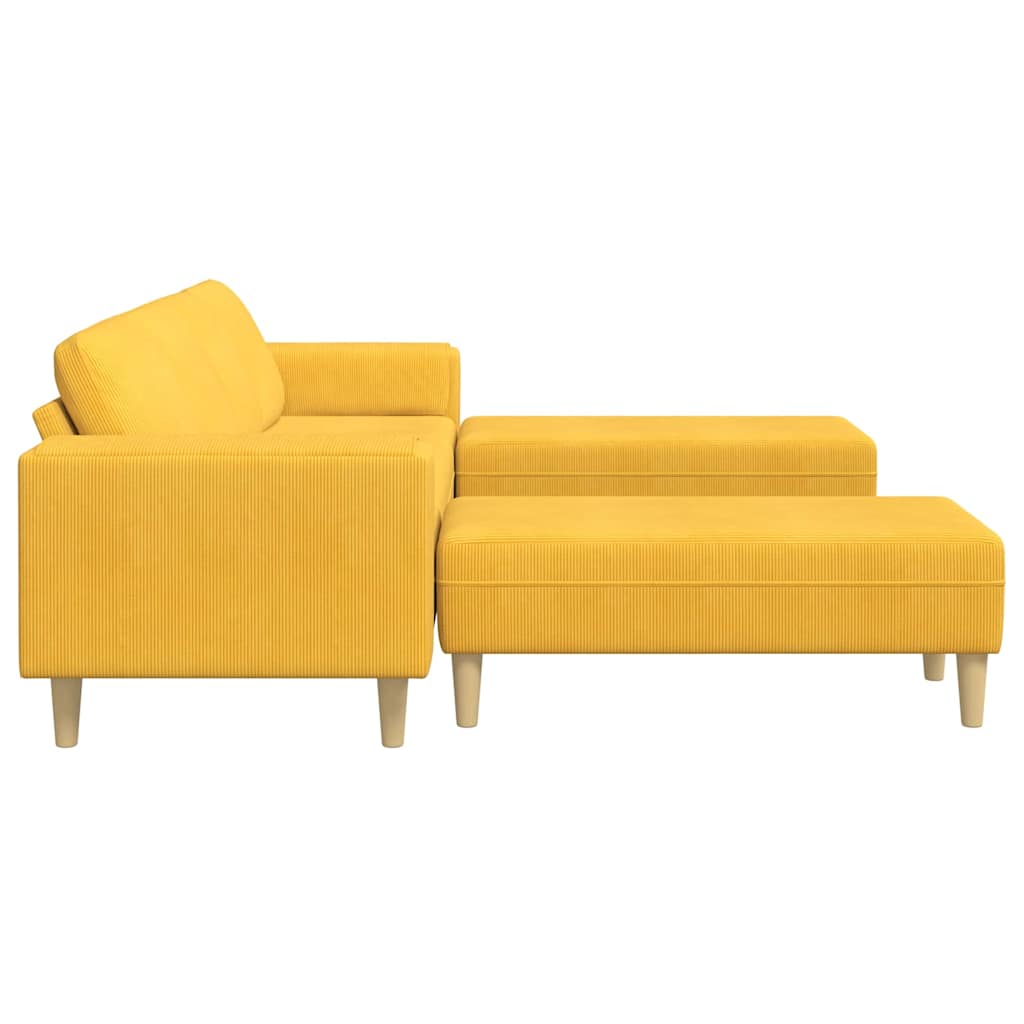 vidaXL Sofa din material textil Galben Deschis Țesătură de catifea