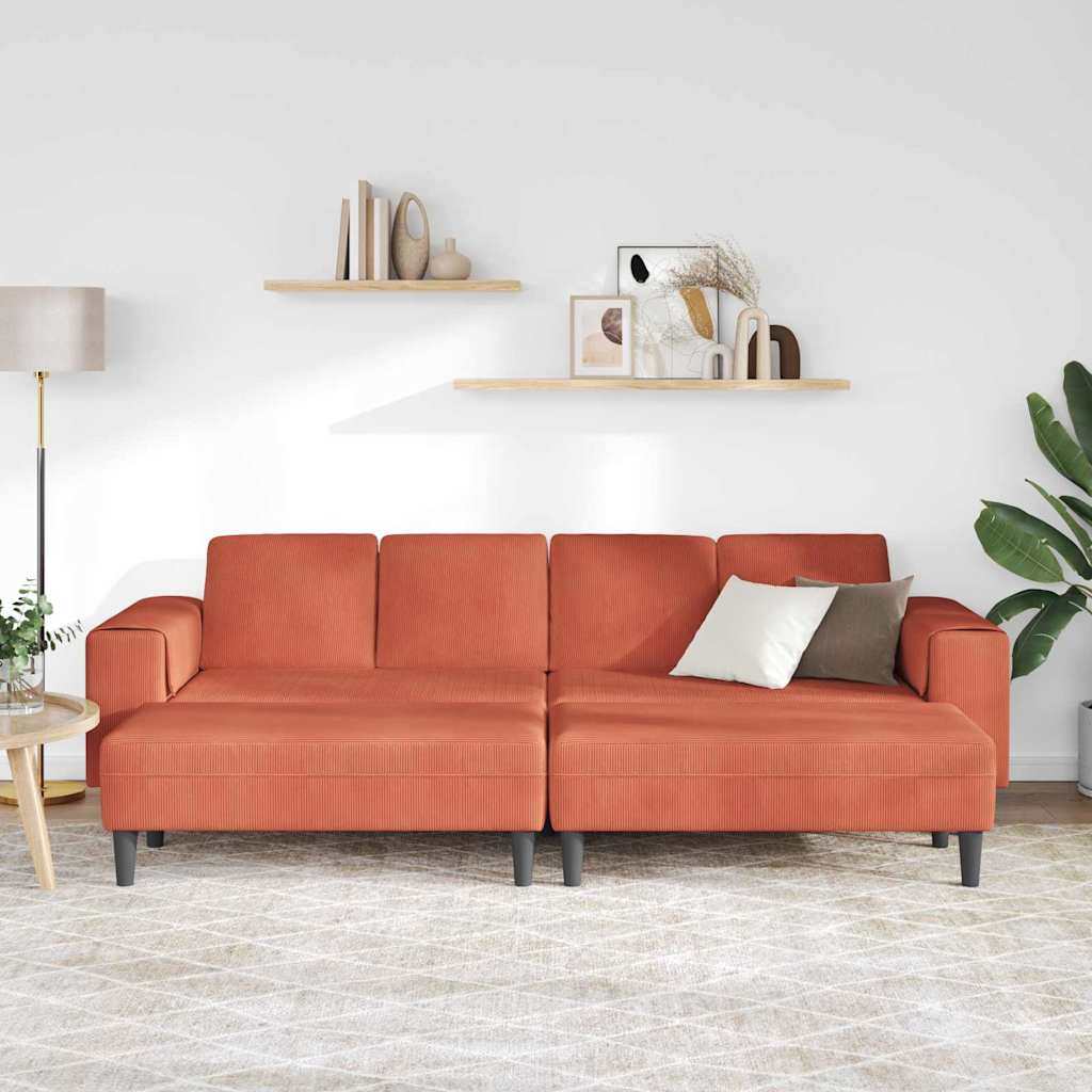 vidaXL Sofa din material textil cu pernă Roșu portocalie 208 cm