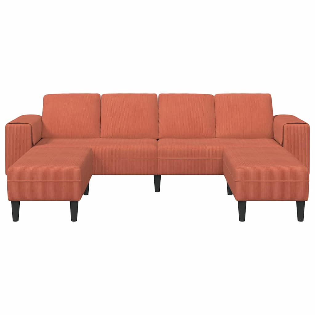 vidaXL Sofa din material textil cu pernă Roșu portocalie 208 cm