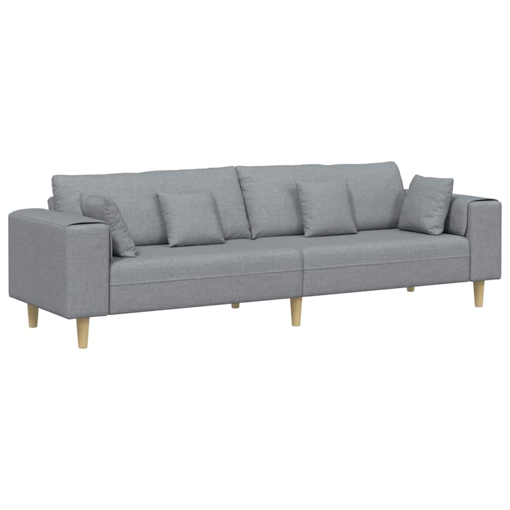 vidaXL Sofa din material textil cu pernă Gri deschis 208 cm țesătură