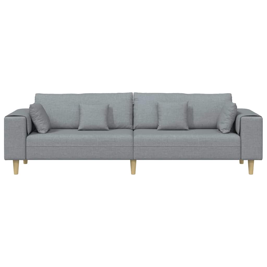 vidaXL Sofa din material textil cu pernă Gri deschis 208 cm țesătură