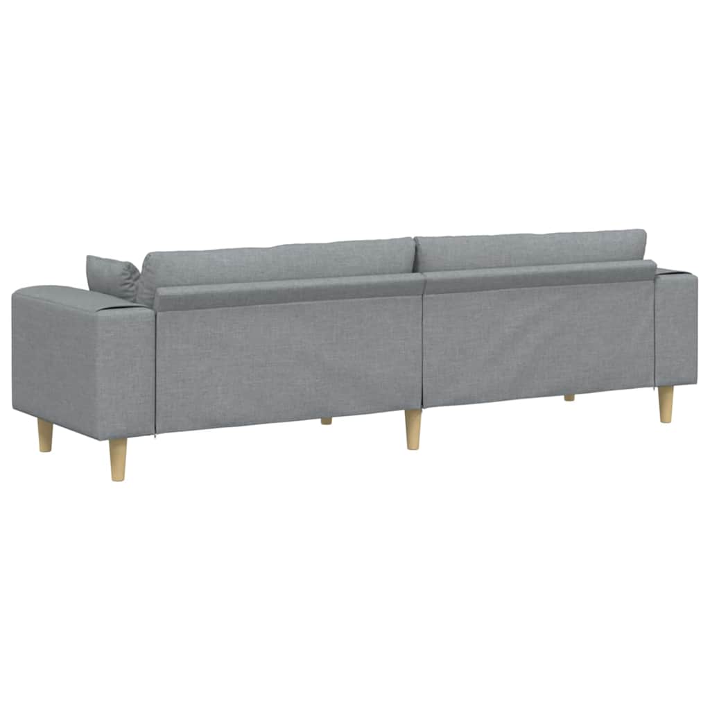 vidaXL Sofa din material textil cu pernă Gri deschis 208 cm țesătură