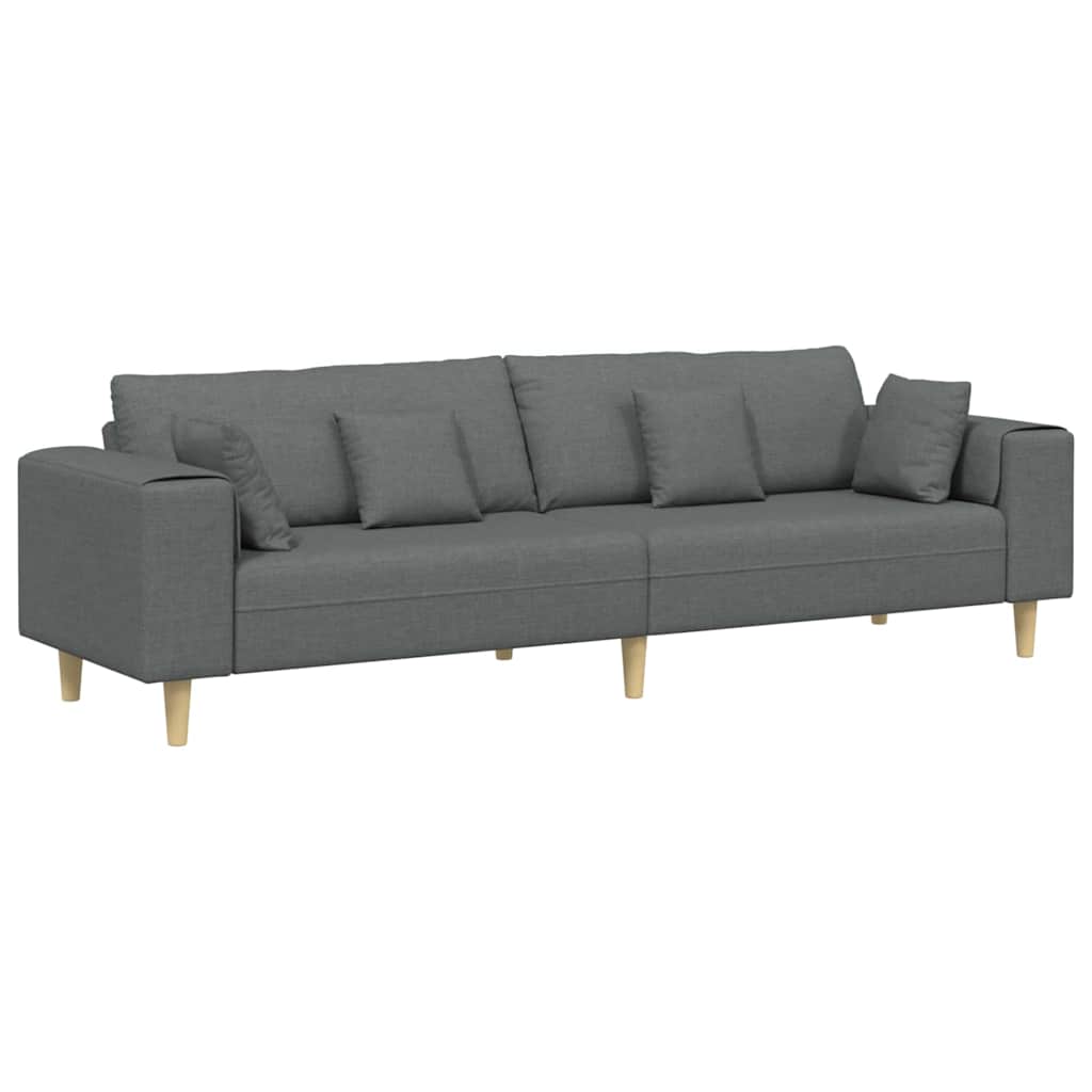 vidaXL Sofa din material textil cu pernă Gri închis 208 cm țesătură