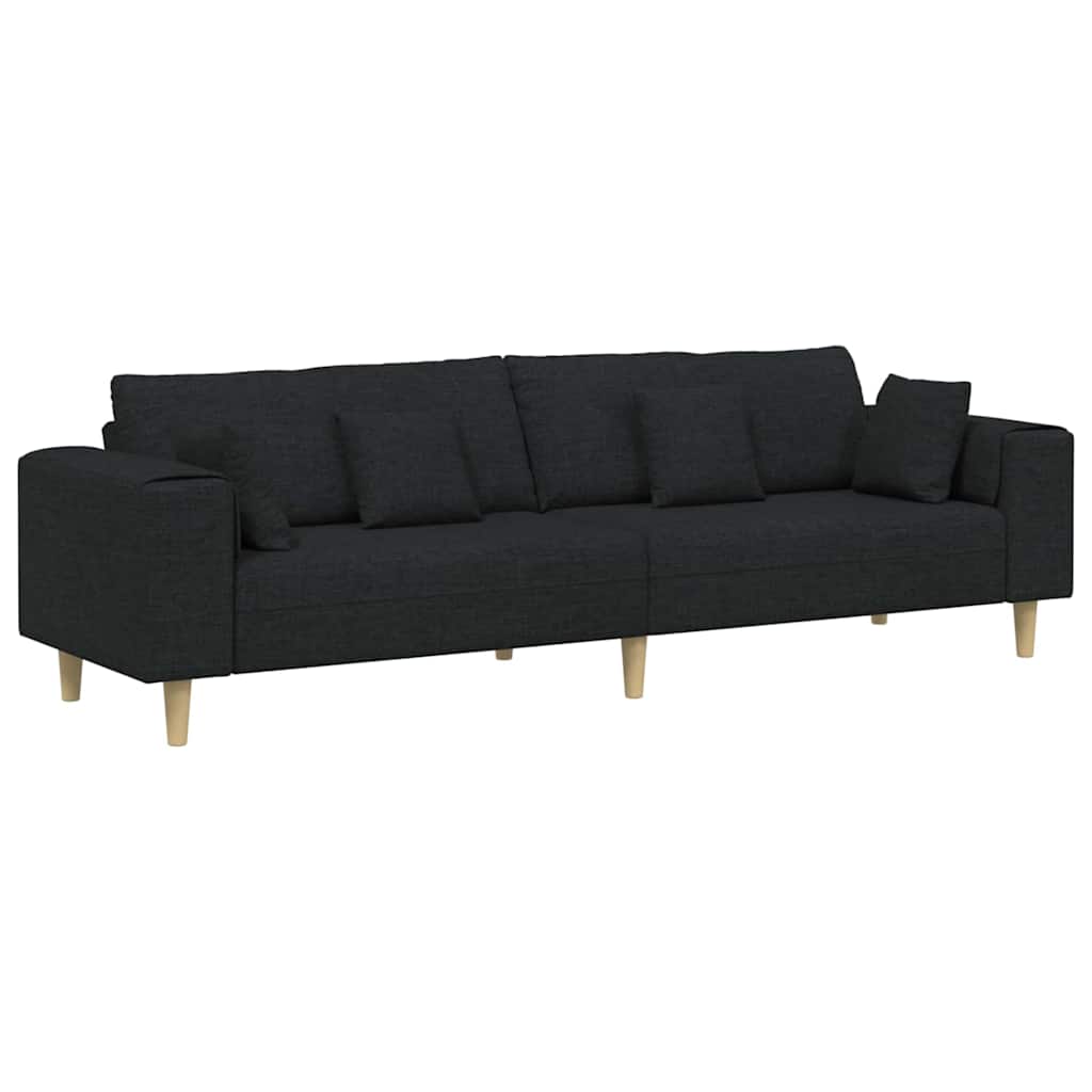 vidaXL Sofa din material textil cu pernă Negru 208 cm țesătură