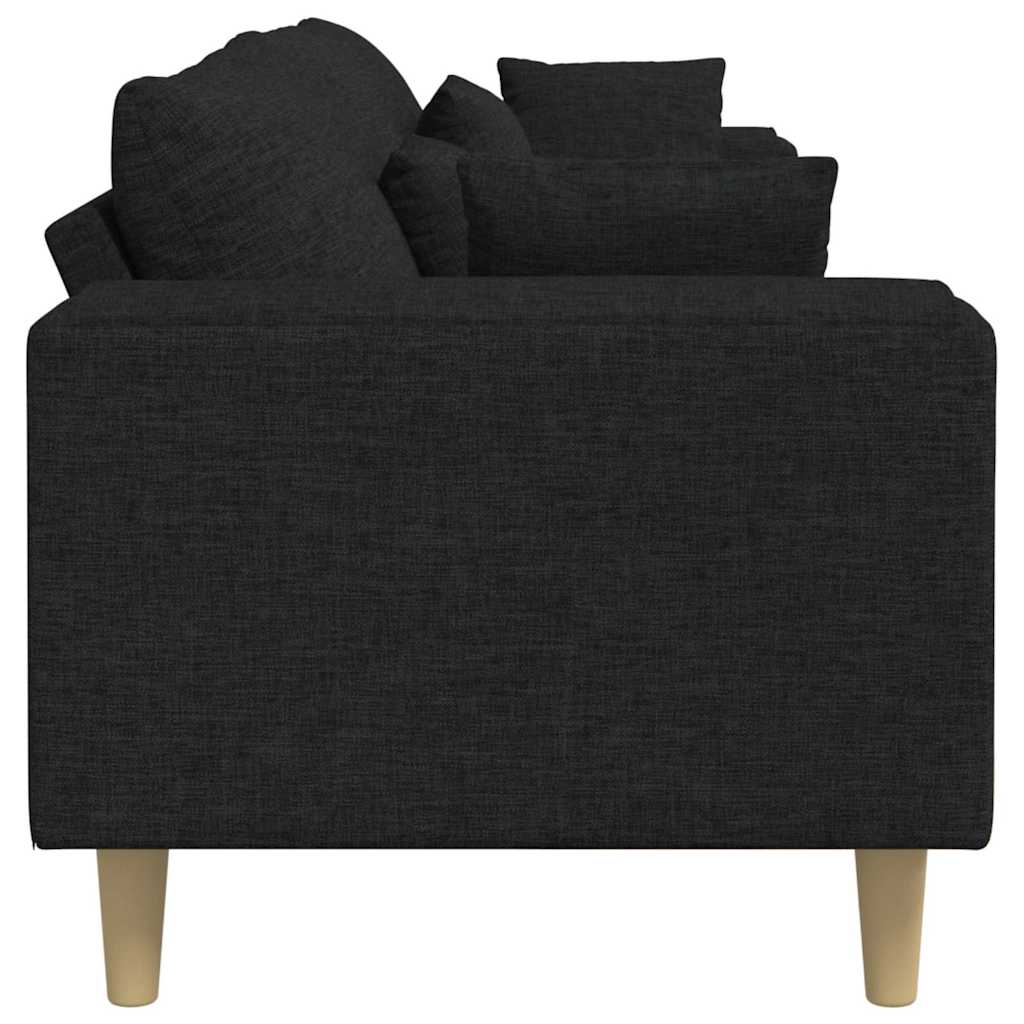 vidaXL Sofa din material textil cu pernă Negru 208 cm țesătură