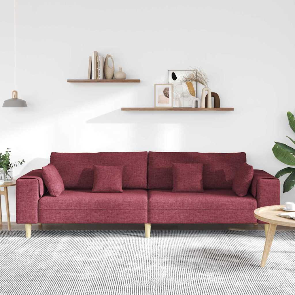 vidaXL Sofa din material textil cu pernă Roșu Vin 208 cm țesătură