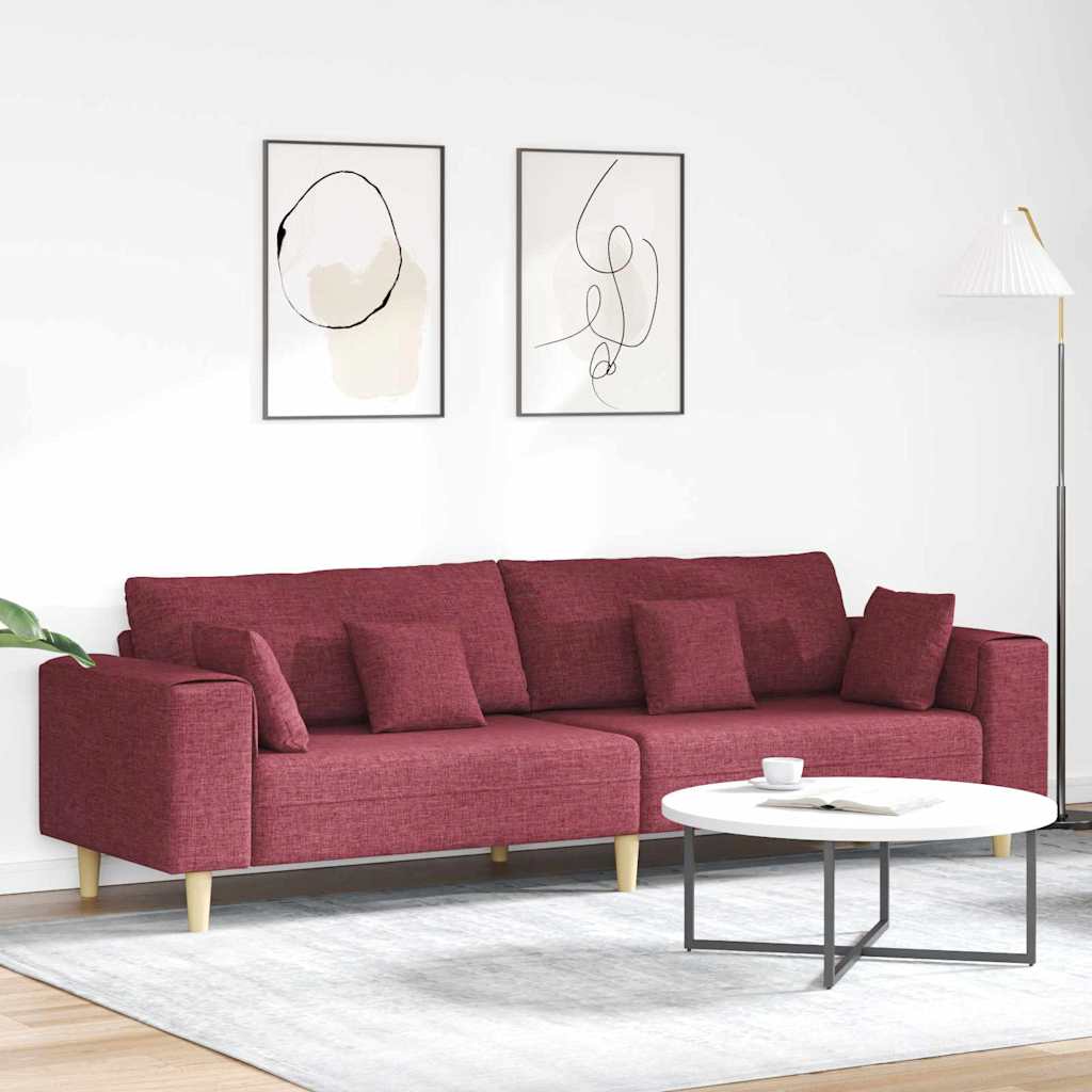 vidaXL Sofa din material textil cu pernă Roșu Vin 208 cm țesătură