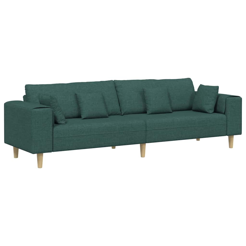 vidaXL Sofa din material textil cu pernă Verde închis 208 cm țesătură