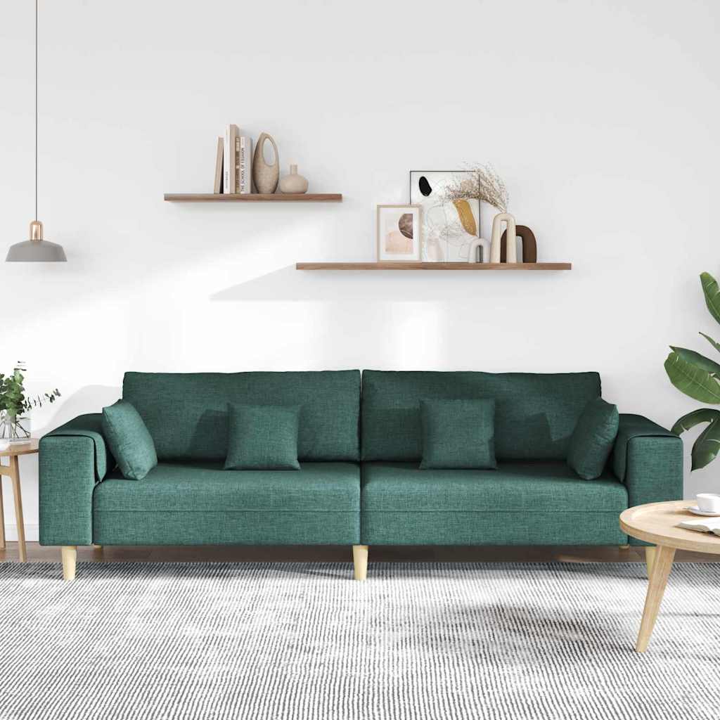 vidaXL Sofa din material textil cu pernă Verde închis 208 cm țesătură