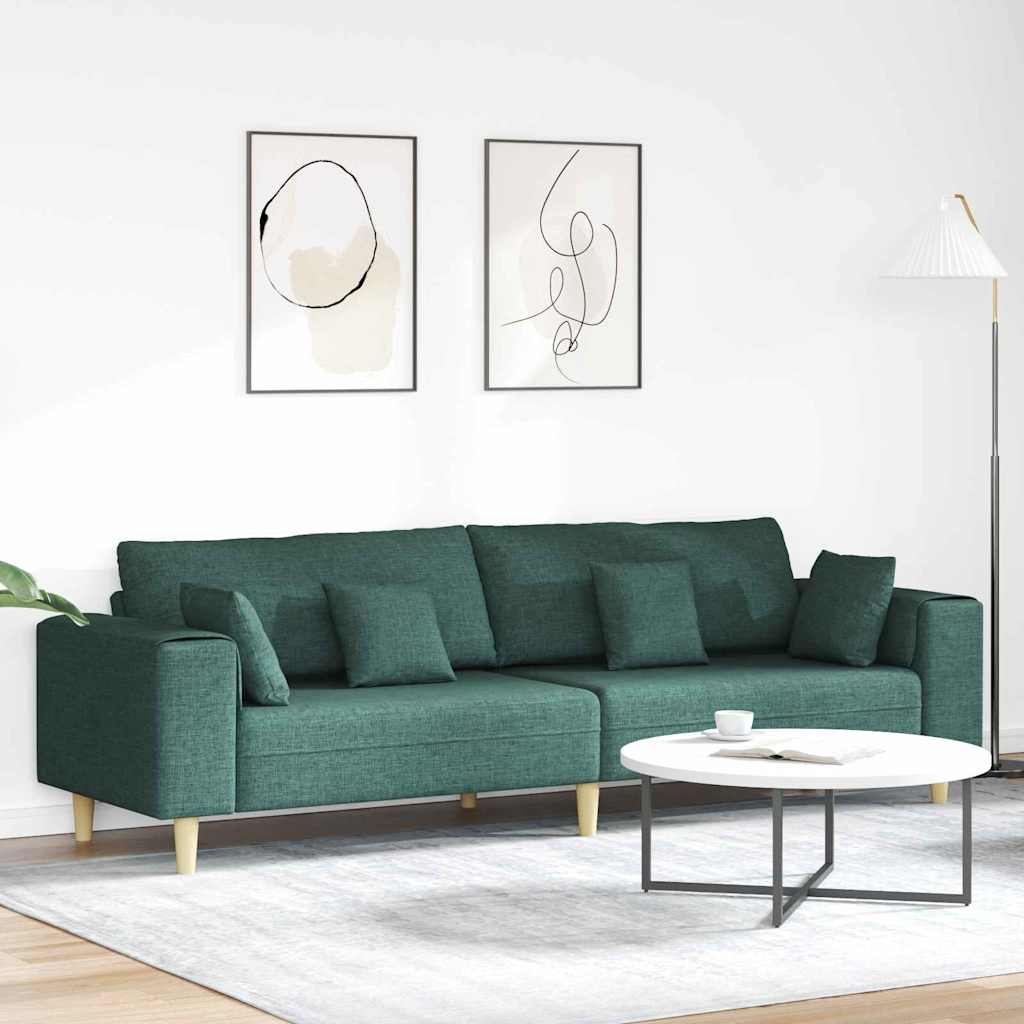 vidaXL Sofa din material textil cu pernă Verde închis 208 cm țesătură