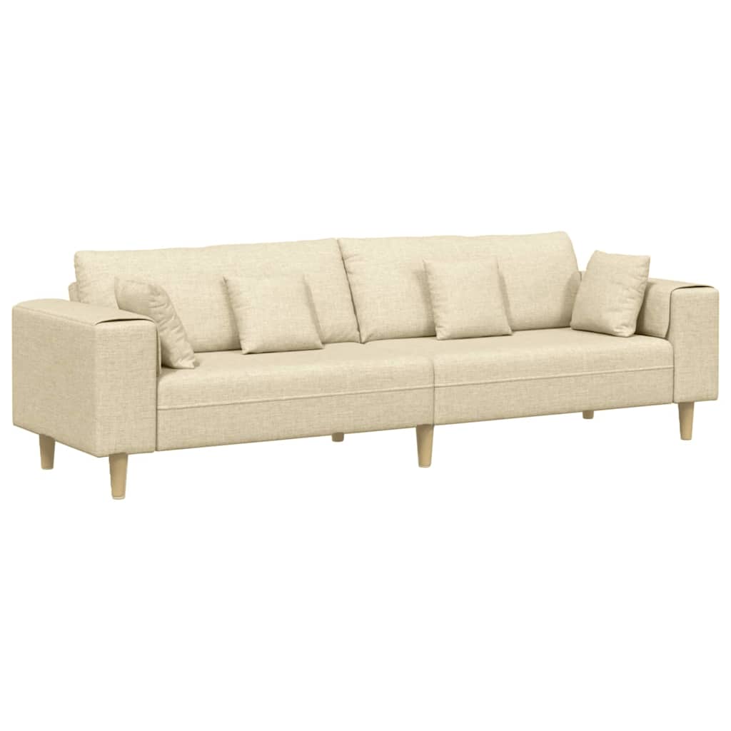 vidaXL Sofa din material textil cu pernă Crem 208 cm țesătură