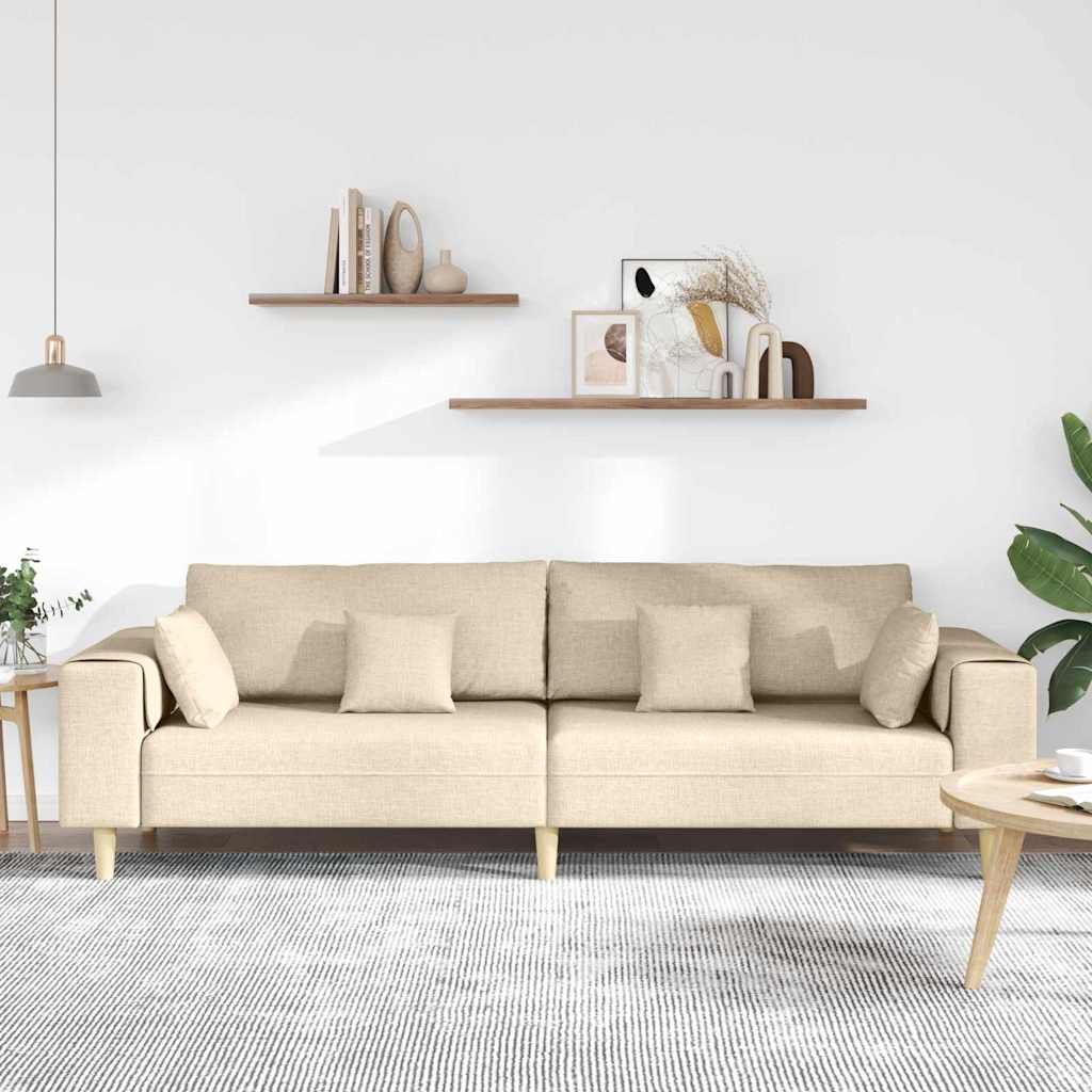 vidaXL Sofa din material textil cu pernă Crem 208 cm țesătură