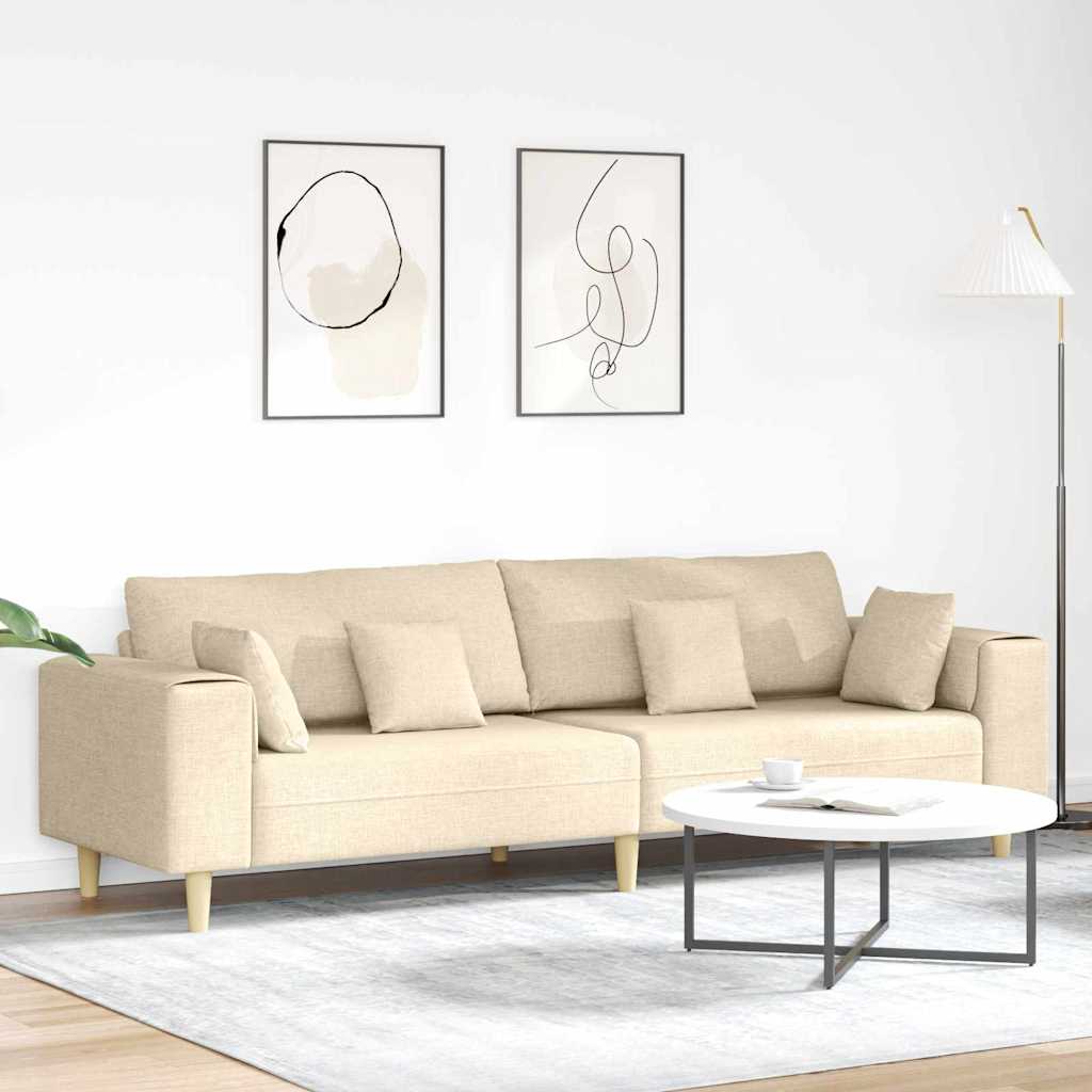 vidaXL Sofa din material textil cu pernă Crem 208 cm țesătură