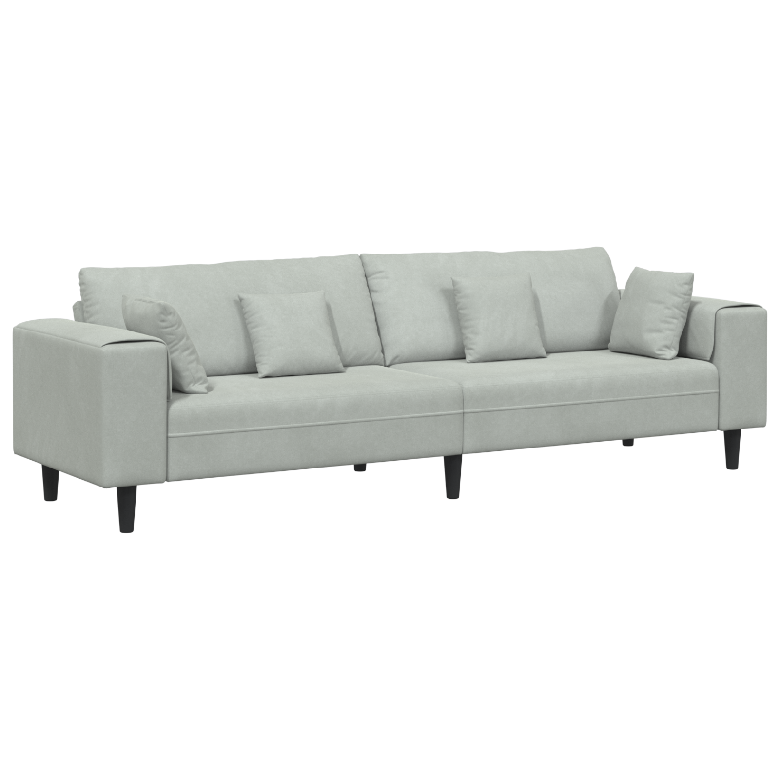 vidaXL Canapea din catifea cu pernă Gri deschis 208 cm Catifea vidaXL Canapea din catifea cu pernă Gri deschis 208 cm Catifea