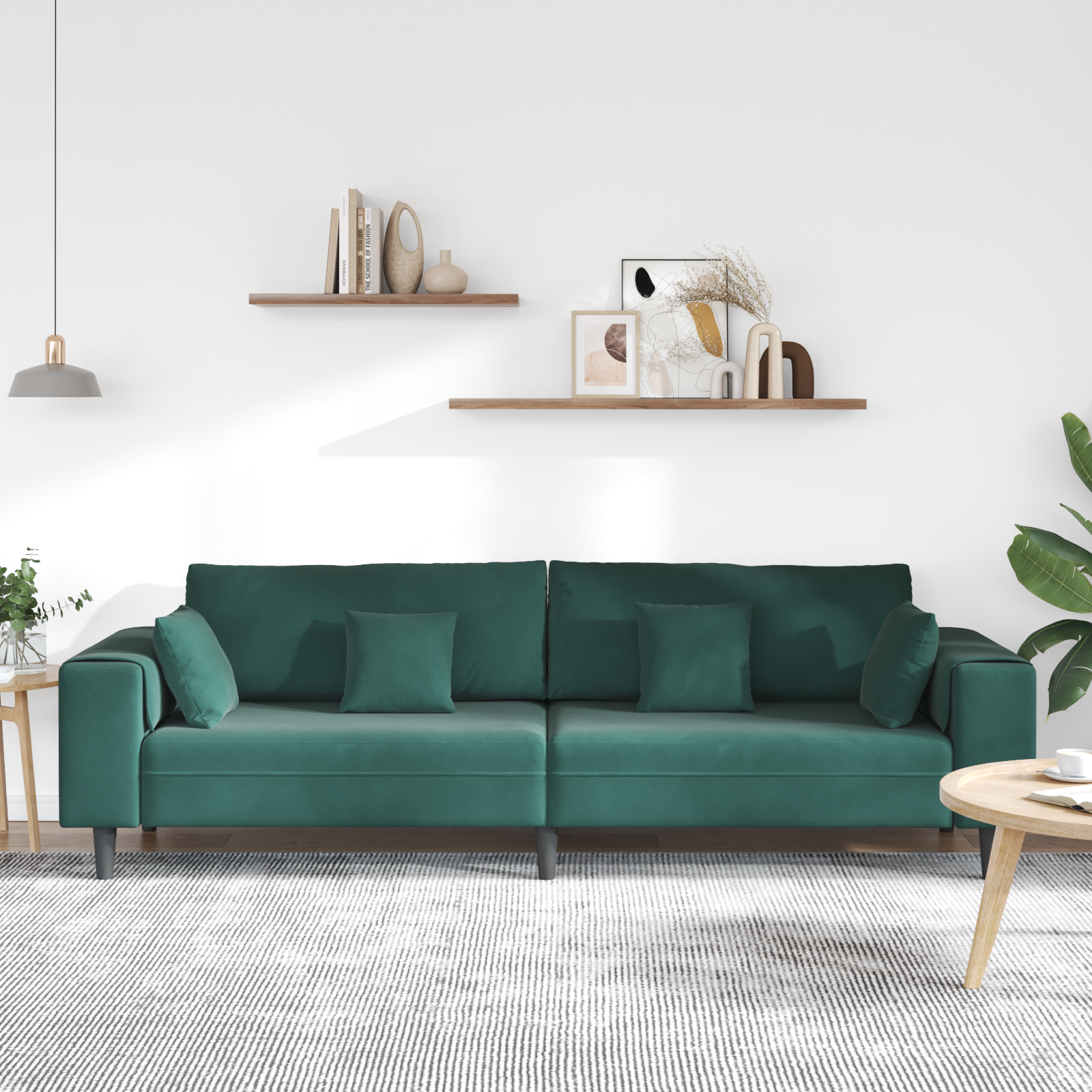 vidaXL Canapea din catifea cu pernă Verde închis 208 cm Catifea vidaXL Canapea din catifea cu pernă Verde închis 208 cm Catifea