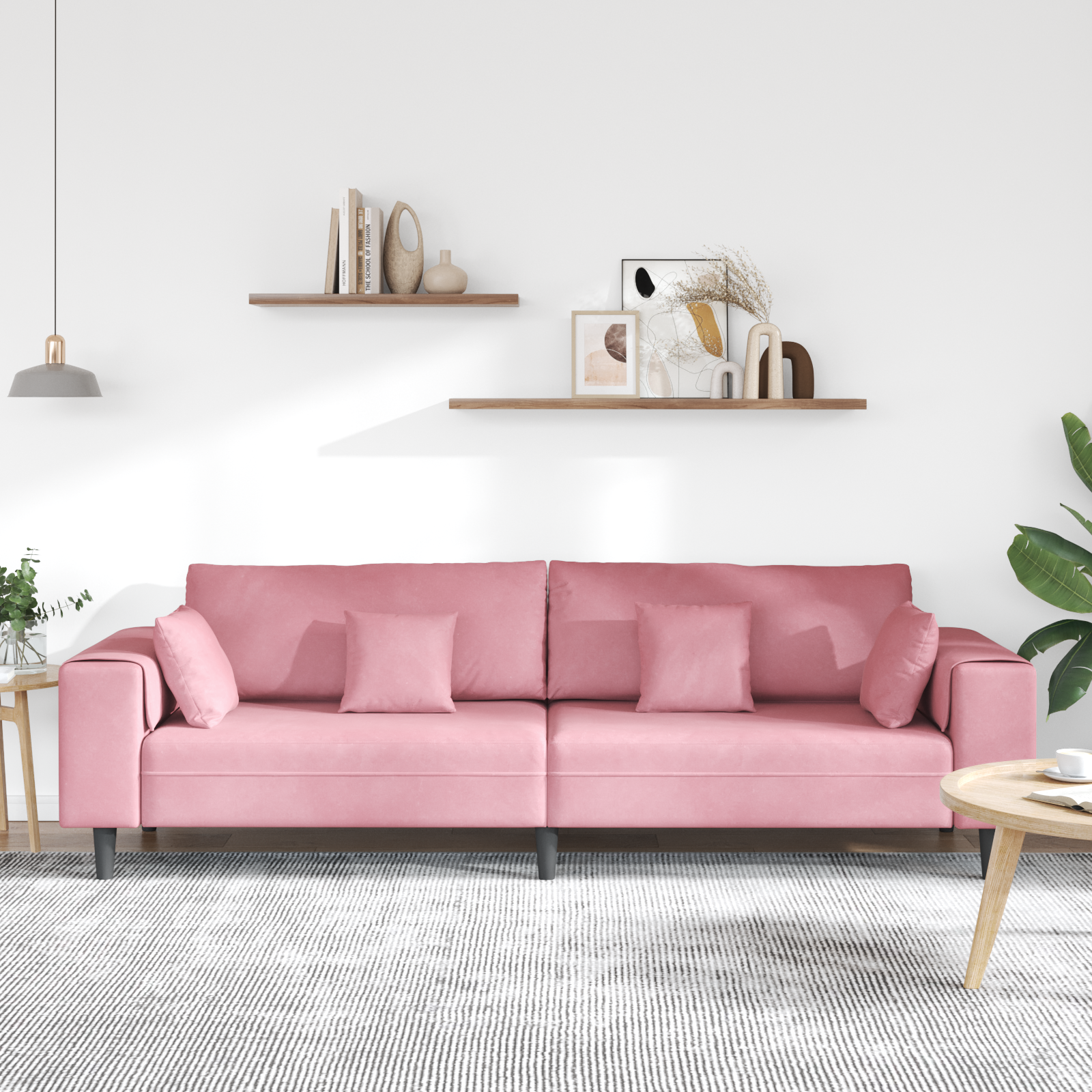 vidaXL Canapea din catifea cu pernă Roz 209 cm Catifea vidaXL Canapea din catifea cu pernă Roz 209 cm Catifea