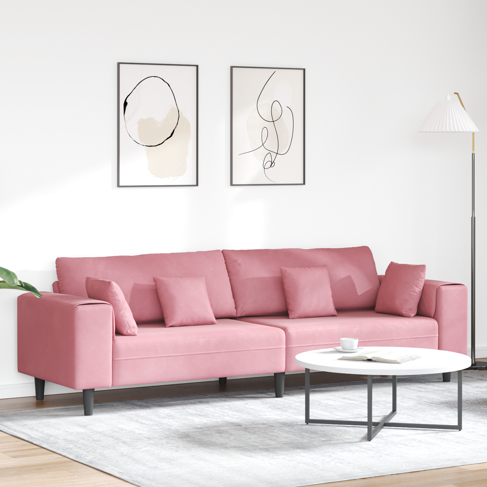 vidaXL Canapea din catifea cu pernă Roz 209 cm Catifea vidaXL Canapea din catifea cu pernă Roz 209 cm Catifea
