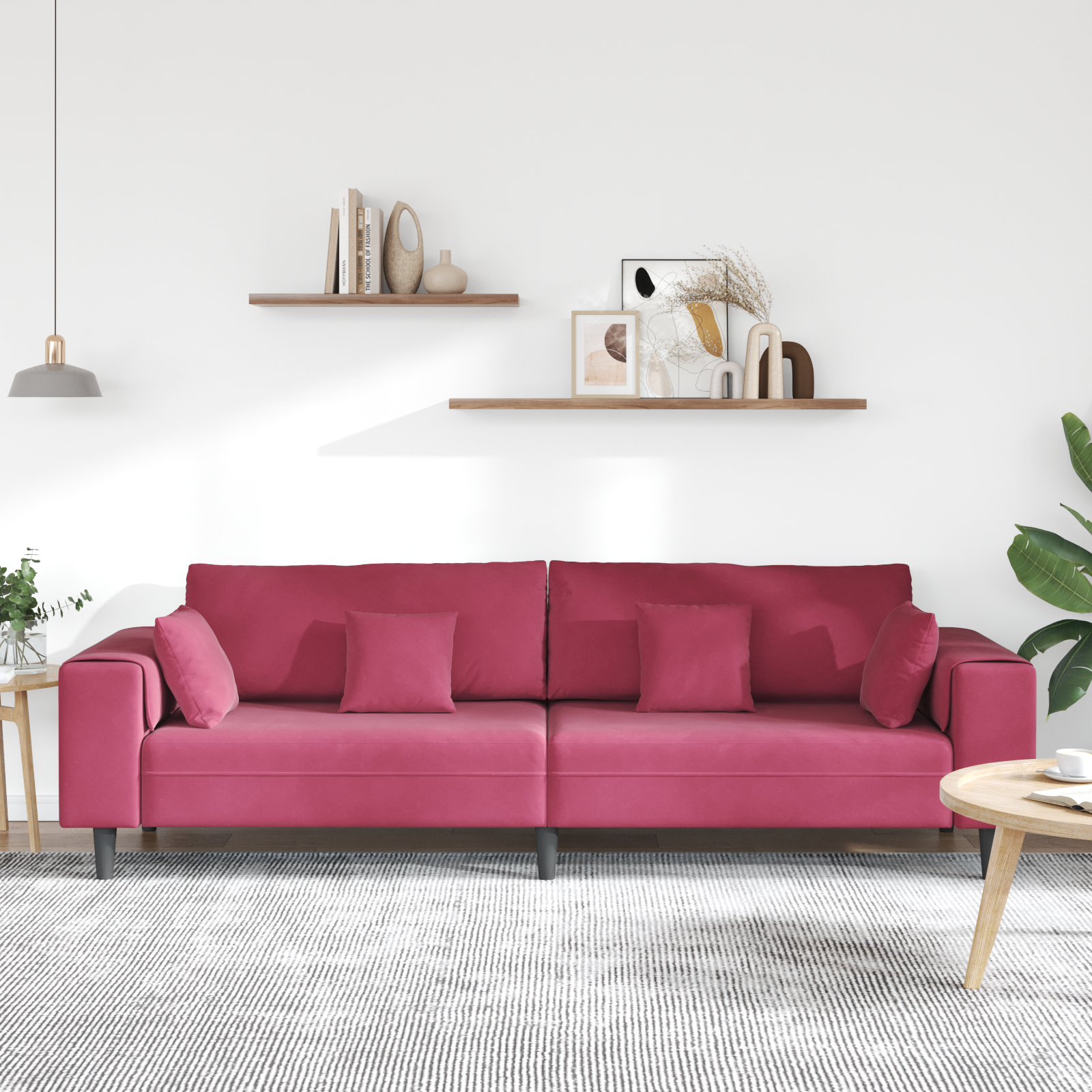 vidaXL Canapea din catifea cu pernă Roșu Vin 208 cm Catifea vidaXL Canapea din catifea cu pernă Roșu Vin 208 cm Catifea