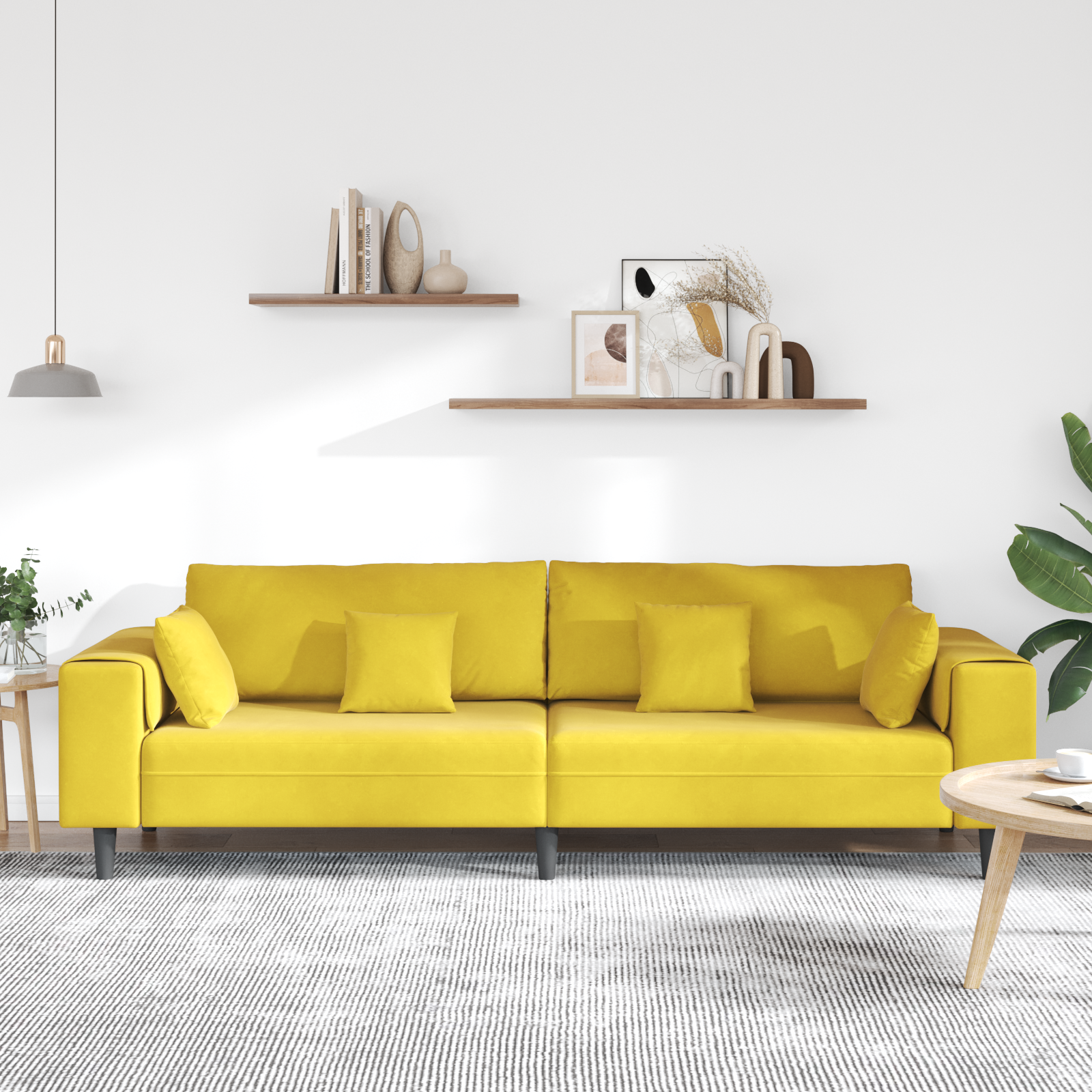 vidaXL Canapea din catifea cu pernă Galben 210 cm Catifea vidaXL Canapea din catifea cu pernă Galben 210 cm Catifea