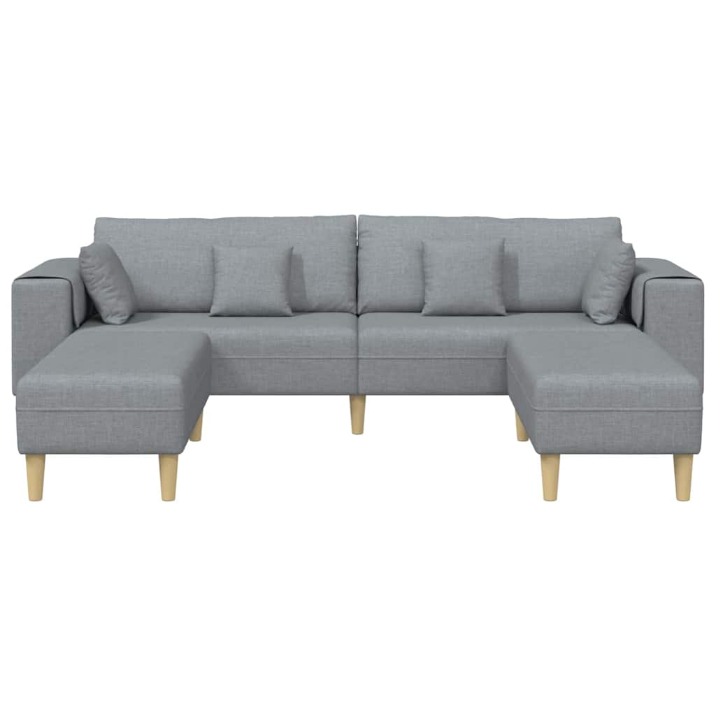 vidaXL Sofa din material textil cu pernă Gri deschis 208 cm țesătură