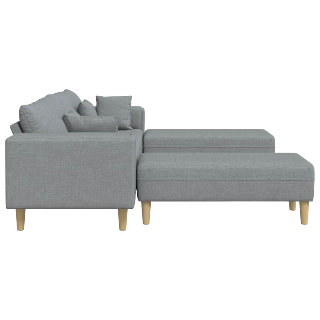 vidaXL Sofa din material textil cu pernă Gri deschis 208 cm țesătură