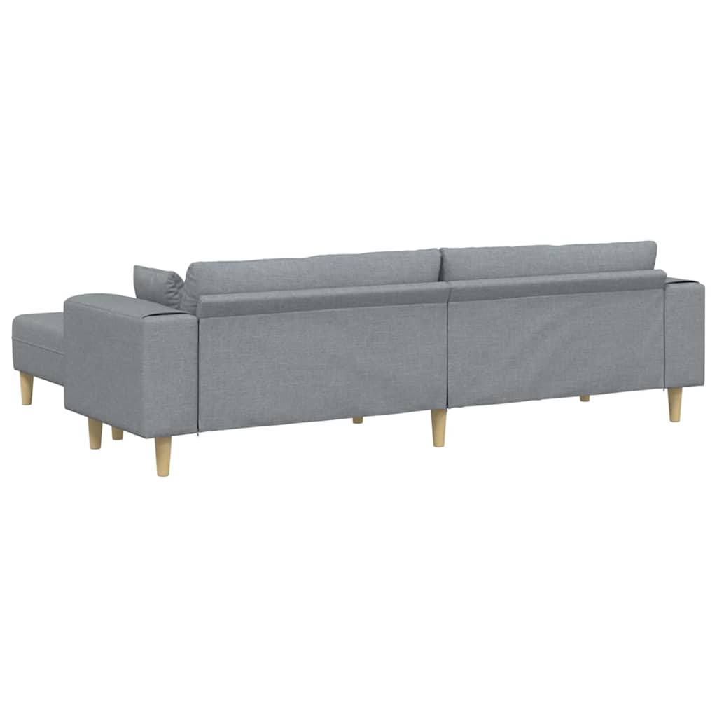 vidaXL Sofa din material textil cu pernă Gri deschis 208 cm țesătură