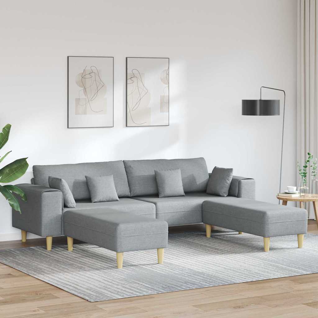 vidaXL Sofa din material textil cu pernă Gri deschis 208 cm țesătură