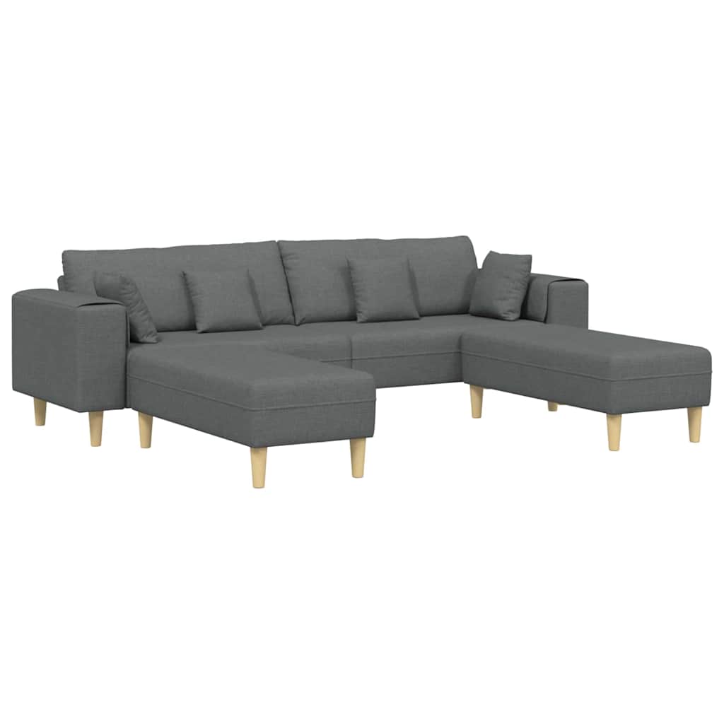 vidaXL Sofa din material textil cu pernă Gri închis 208 cm țesătură