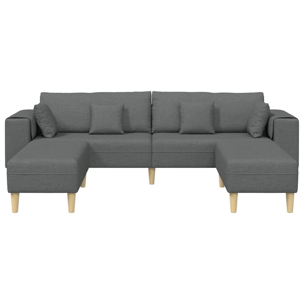 vidaXL Sofa din material textil cu pernă Gri închis 208 cm țesătură