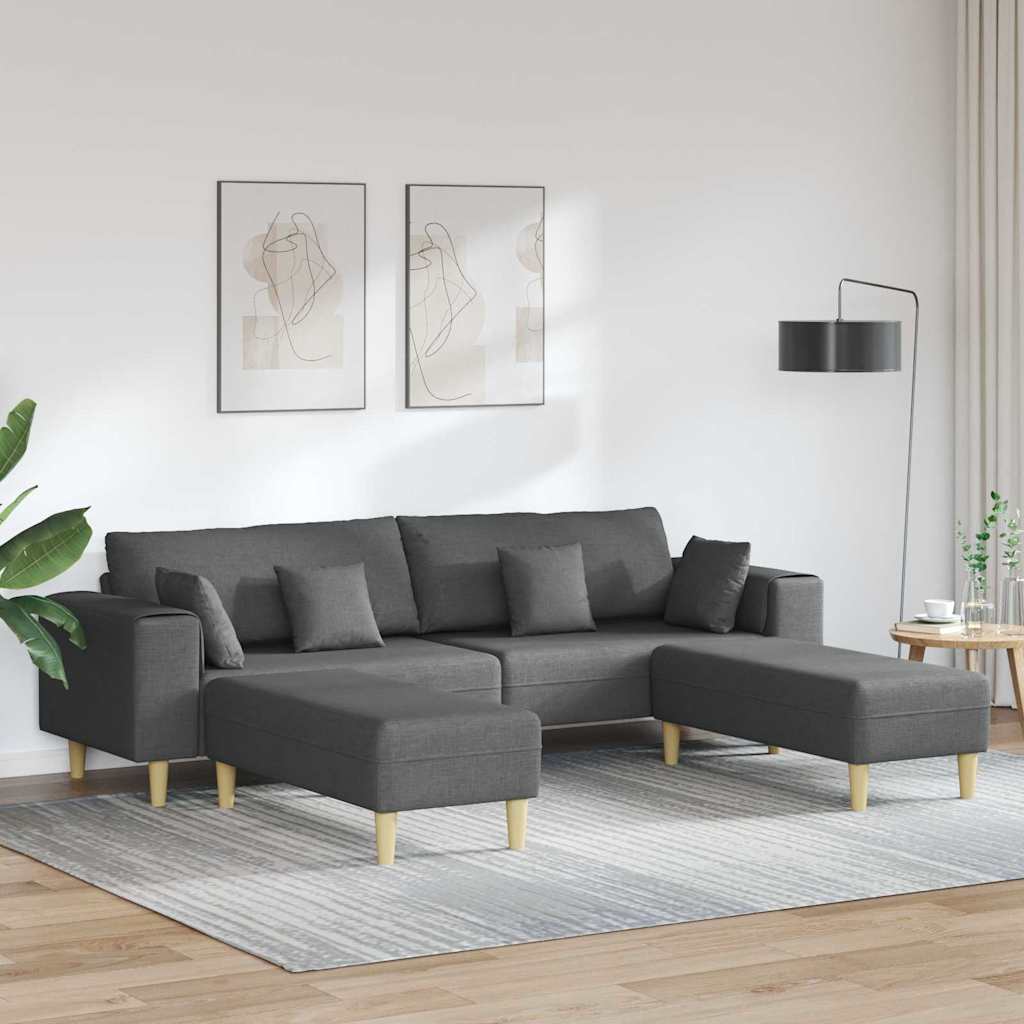 vidaXL Sofa din material textil cu pernă Gri închis 208 cm țesătură