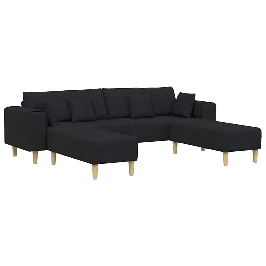 vidaXL Sofa din material textil cu pernă Negru 208 cm țesătură